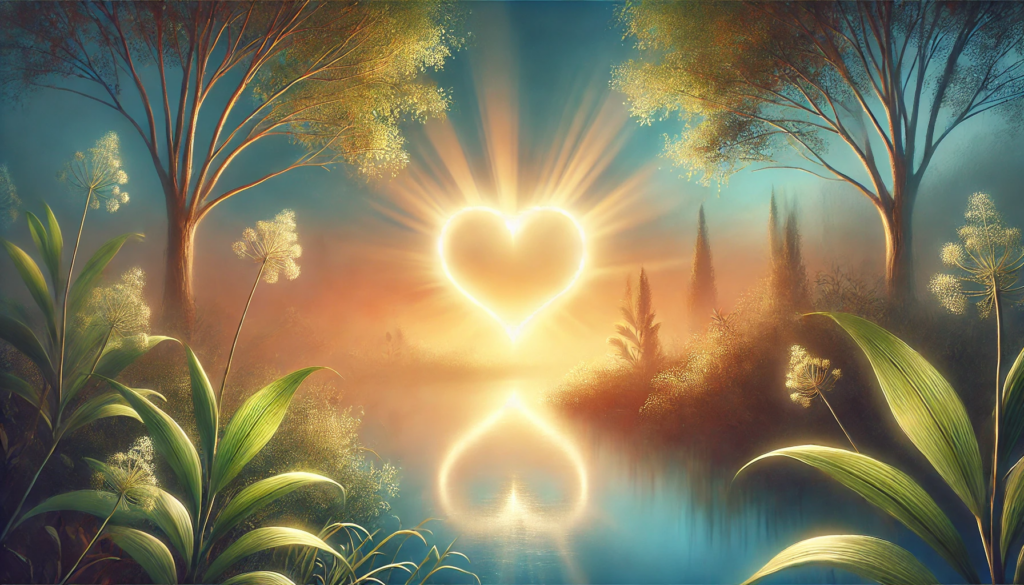 Provérbios 4:23 - Representando serenidade e espiritualidade com elementos naturais e luz simbólica.